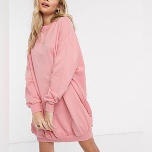 ASOS DESIGN Oversized Sweat Mini Dress in Rose Size 6